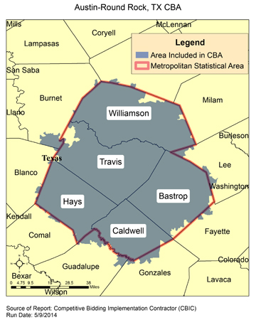 Round Rock Tx Zip Code Map CBIC   Round 2 Recompete   Competitive Bidding Area   Austin Round 