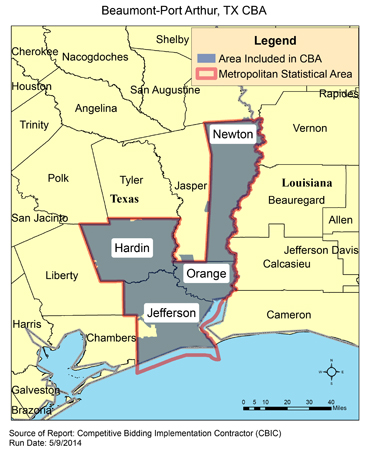 Image of Beaumont-Port Arthur, TX CBA map