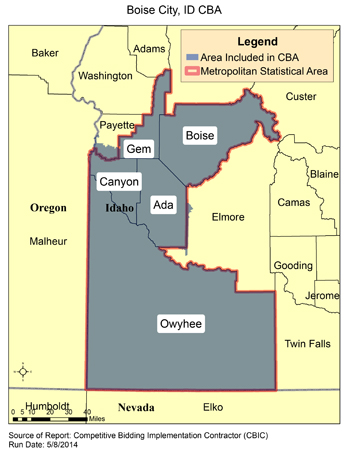 Image of Boise City, ID CBA map