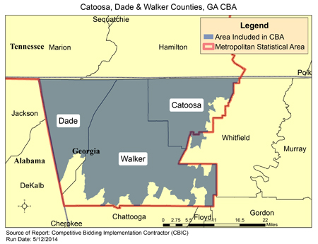 Image of Catoosa, Dade & Walker Counties, GA CBA map