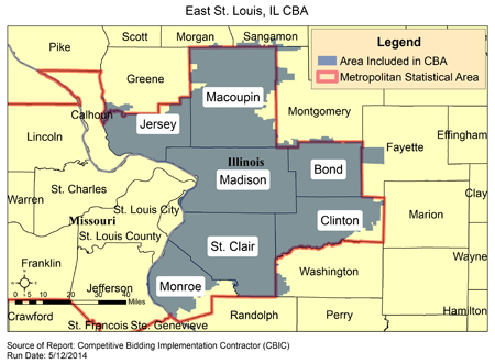 Image of East St. Louis, IL CBA map