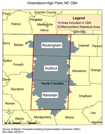 Image of Greensboro-High Point, NC CBA map