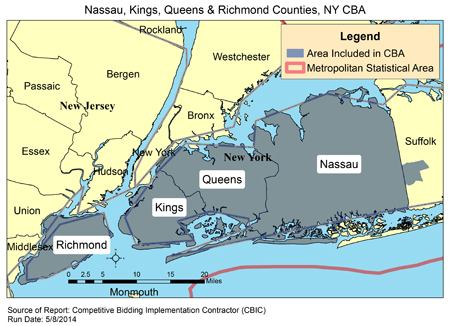 Image of Nassau, Kings, Queens & Richmond Counties, NY CBA map