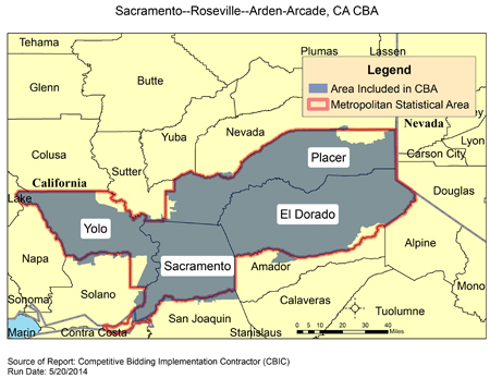 Roseville Zip Code Map CBIC   Round 2 Recompete   Competitive Bidding Area   Sacramento 